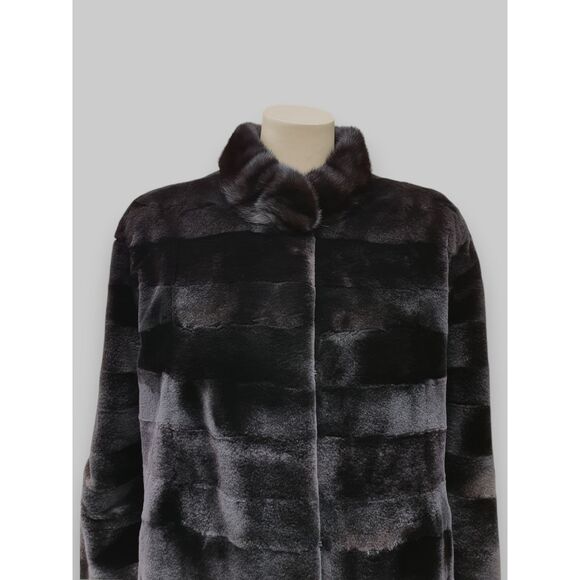 Vintage Black Brown Sheared Mink Reversible Jacket -Medium/Large - Picture 9 of 16